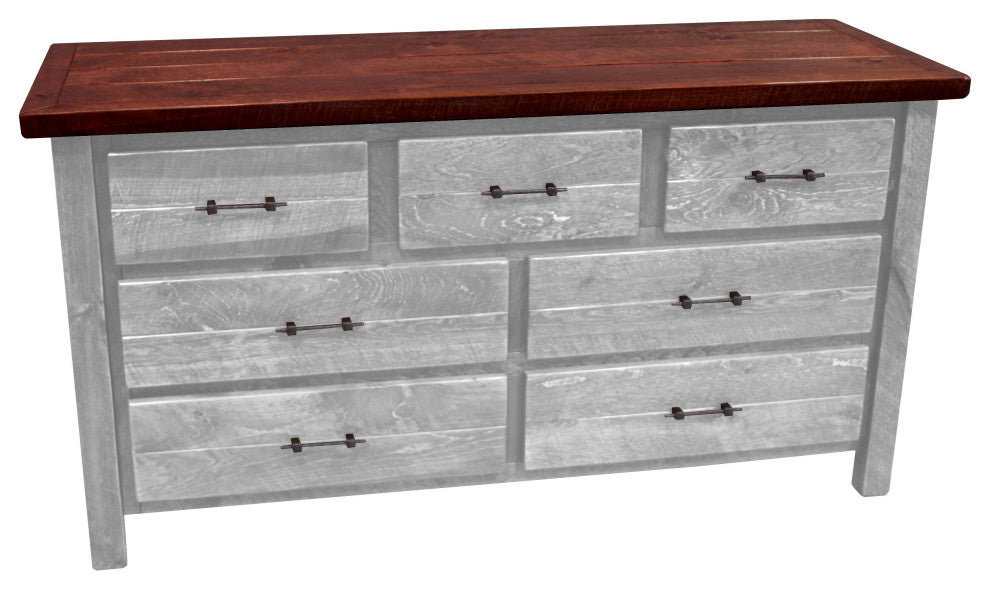 Rustic Barn Wood Style Timber Peg 7-Drawer Dresser, Thunder White and Michael's Cherry