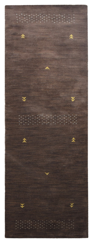 HAND KNOTTED LOOM WOOL ECO-FRIENDLY AREA RUGS - Runner, Brown, Contemporary
