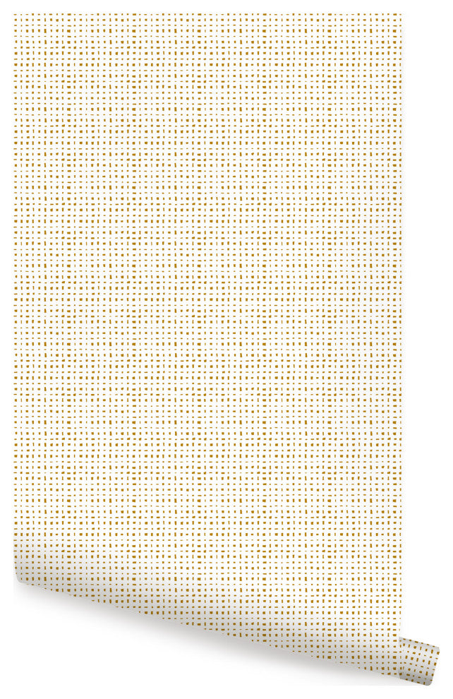 Burlap Hash Pattern Peel and Stick Vinyl Wallpaper, Gold, 24"w X 108"h