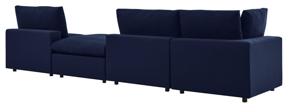 Modular Sectional Deep Sofa Chair Set, Sunbrella, Blue Navy, Outdoor Patio