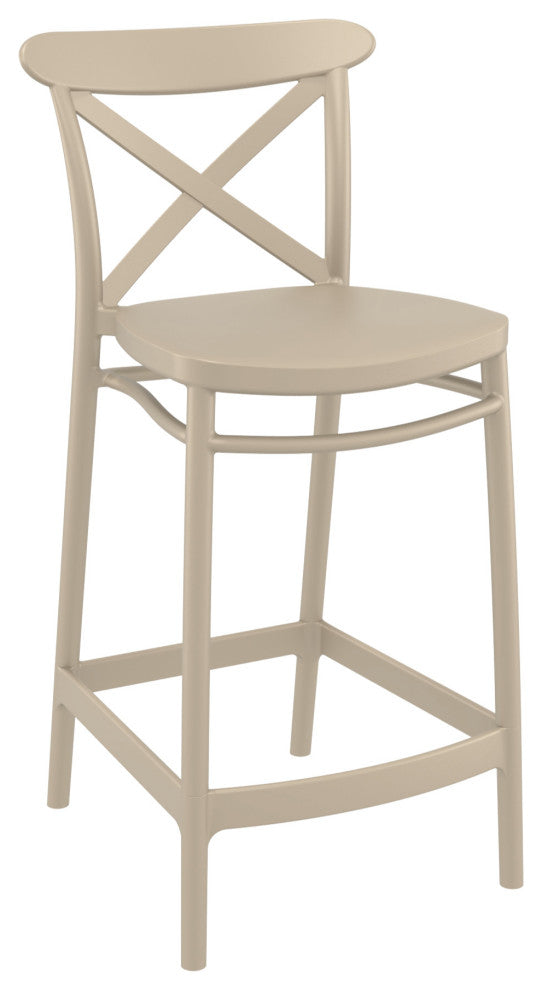 Cross Counter Stool, Set of 2, Taupe