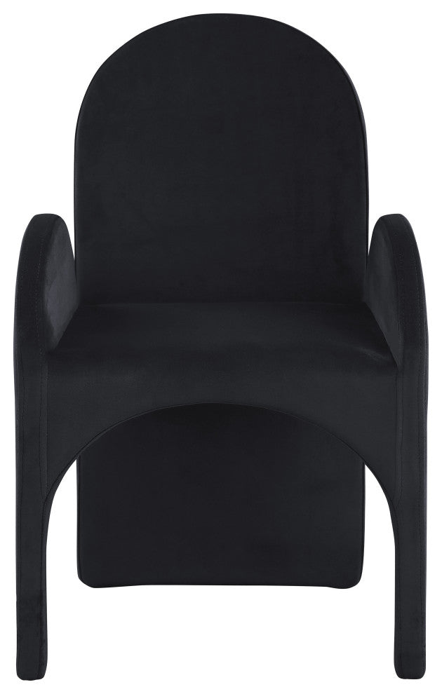 Summer Velvet Upholstered Dining Arm Chair (Set of 2), Black, Arm Chair