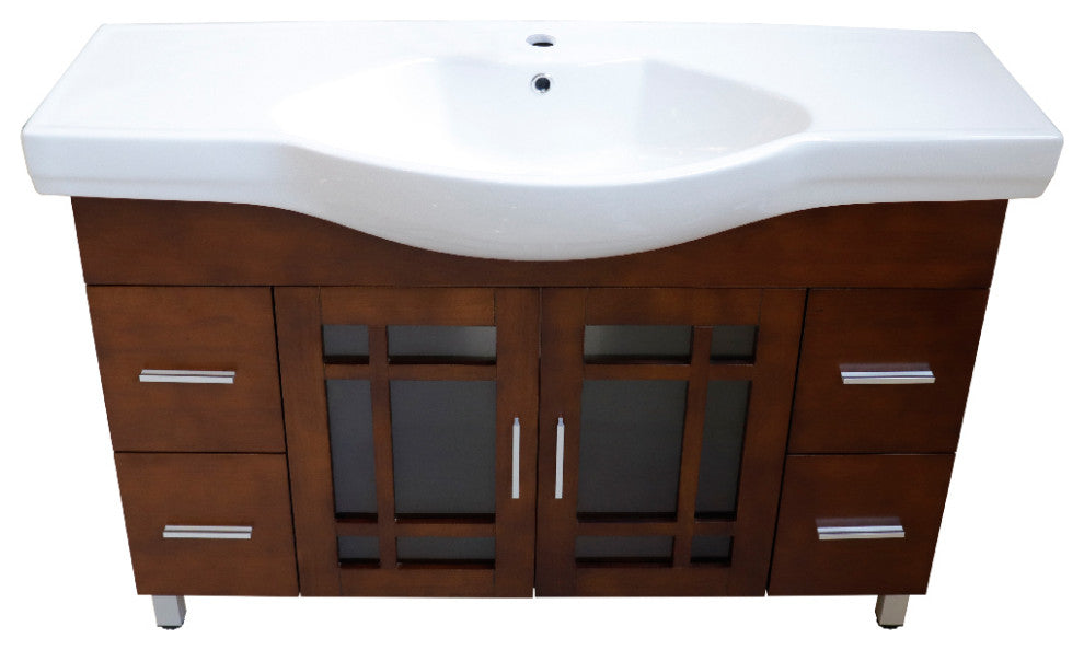 48" Single Sink Vanity, Wood Walnut Finish and Mirror