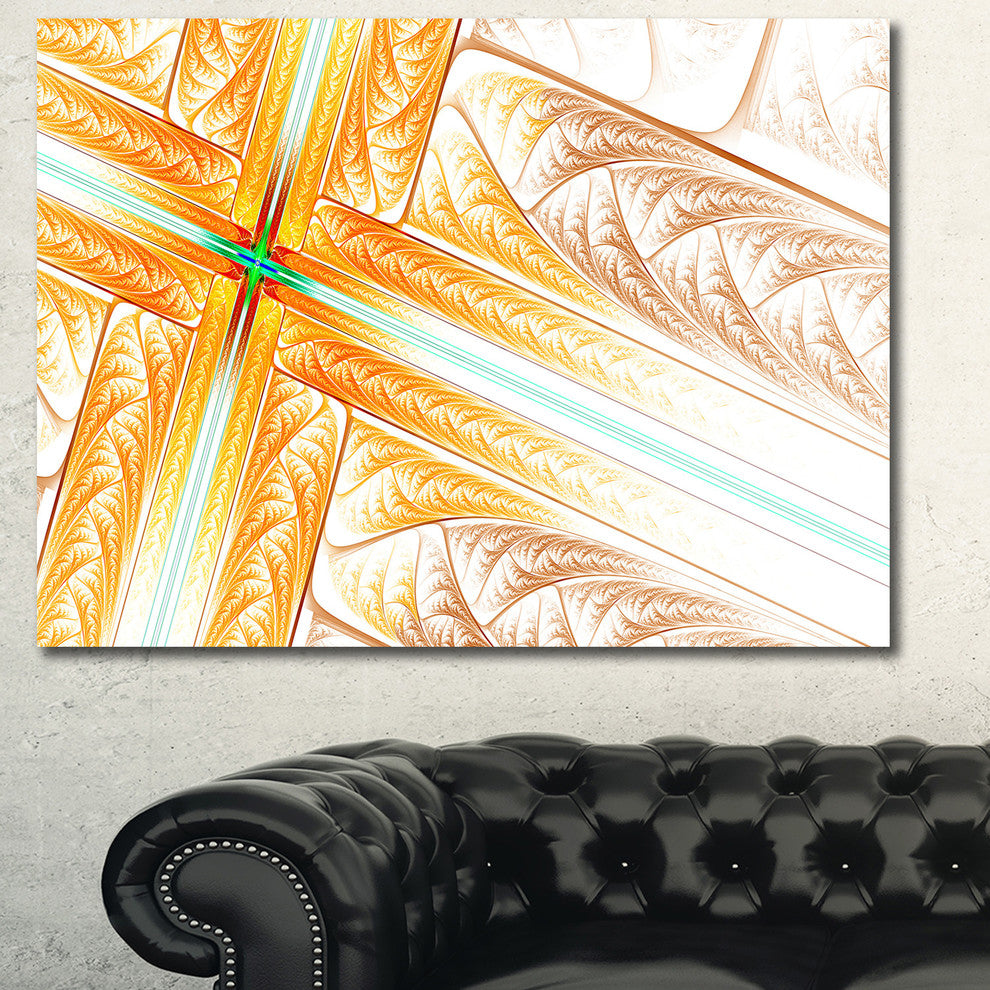 Brown Fractal Cross Design, Oversized Abstract Canvas Art Print, 60x40