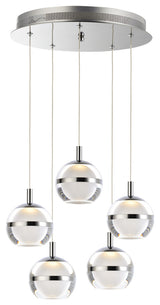 ET2 E24595 Swank 15"W LED 5 Light Pendant - Polished Chrome