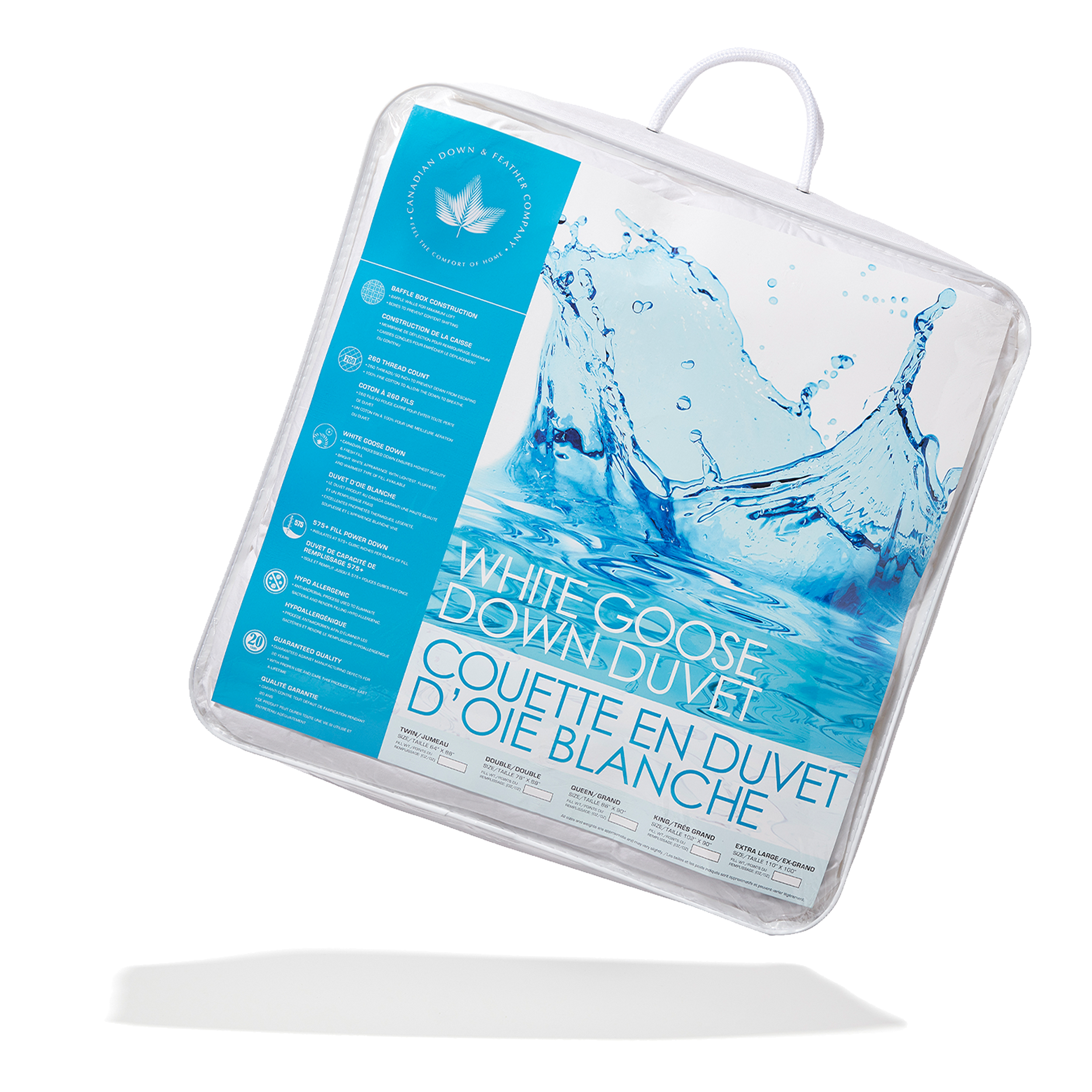 White Goose Down Comforter, Full, Summer Weight