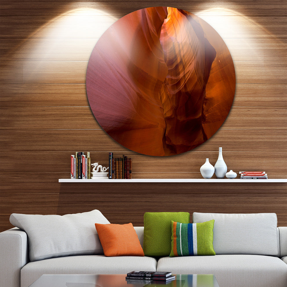 Antelope Canyon Crack, Landscape Photo Round Wall Art, 38"