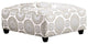 Square Ottoman with Floral Pattern Design, Ivory