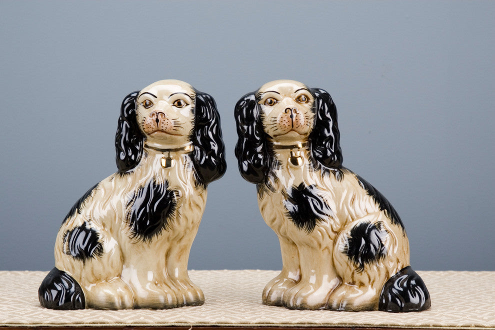 Staffordshire Reproduction Dogs, 9.5", Black, 2-Piece Set