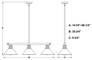 Akron 35.75" 3 Light Linear Chandelier Oil Rubbed Bronze and Matte White