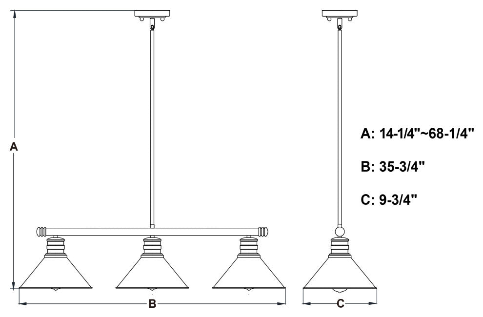 Akron 35.75" 3 Light Linear Chandelier Oil Rubbed Bronze and Matte White