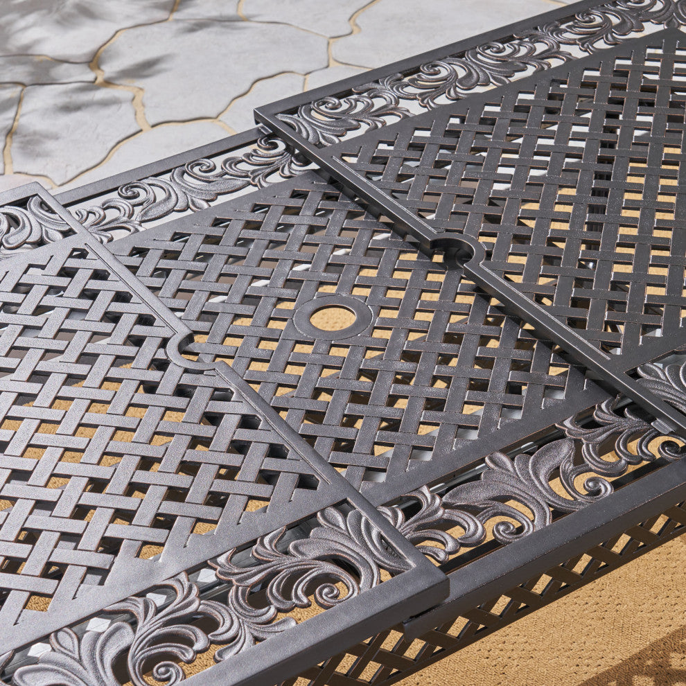 GDF Studio Phoenix Outdoor 64"-81" Expandable Cast Aluminum Dining Table