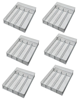 YBM Home Silver Mesh 5-part Flatware Tray 12.5"x9.25"x2", 6-Pack