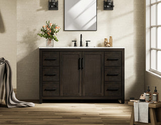Home Living 54" Single Bathroom Vanity, Chocolate Oak