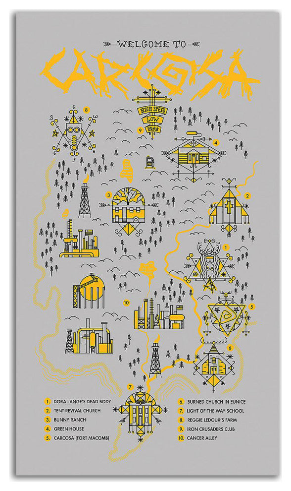 "True Detective Map" by Robert Farkas, Print on Canvas, 14"x26"