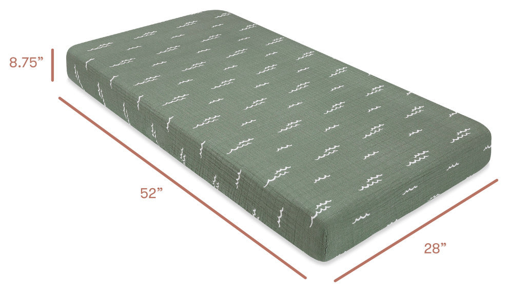 Crib Sheet, GOTS Certified Organic Muslin Cotton, Ocean Waves