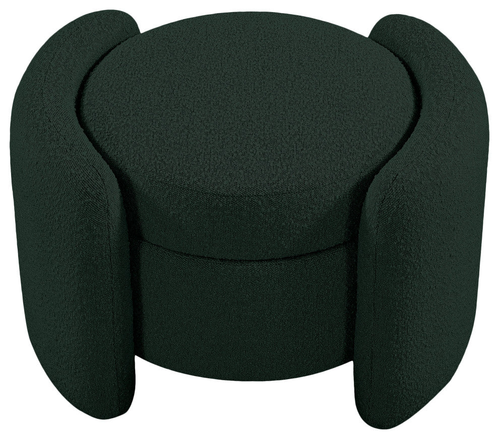 Horizon Boucle Fabric Upholstered Ottoman, Green