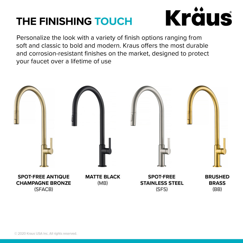 Oletto Pull-Down 1-Hole Kitchen Faucet, Spot Free Antique Champagne Bronze