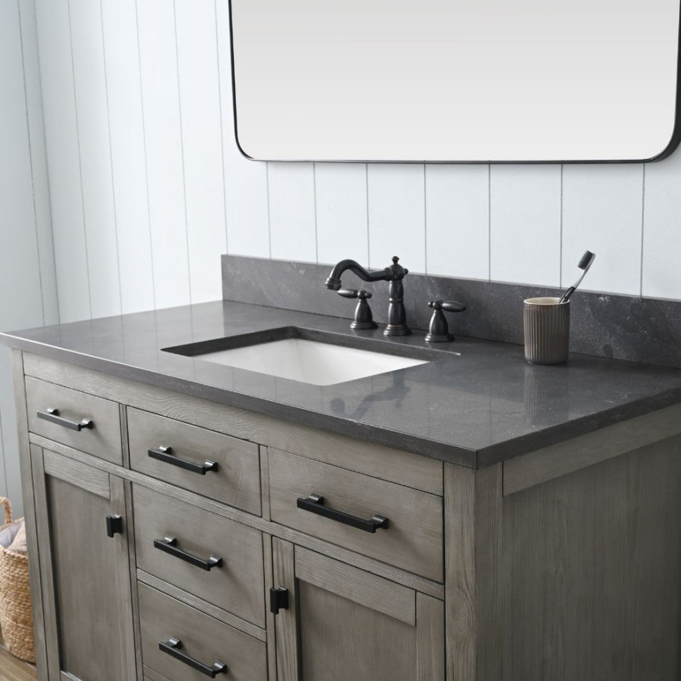 Jasper 48" Bathroom Vanity, Textured Gray, Blue Limestone