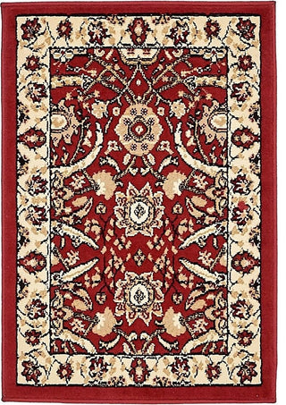 Country and Floral Kashan 2'2"x3' Rectangle Rouge Area Rug