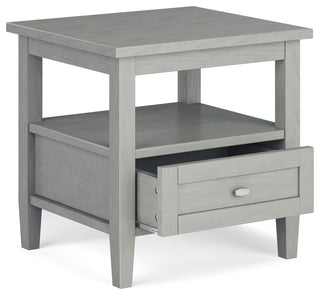 Warm Shaker Solid Wood 20" Rustic End Side Table, Fog Grey