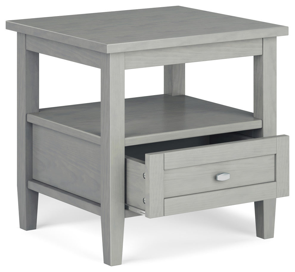 Warm Shaker Solid Wood 20" Rustic End Side Table, Fog Grey