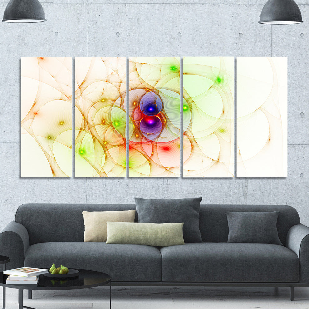 Spherical Colorful Fractal Design, Abstract Wall Art Canvas, 60"x28", 5 Panels