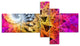 Colorful Spiral Kaleidoscope, Abstract Wall Art Canvas, 60"x32", 5 panels