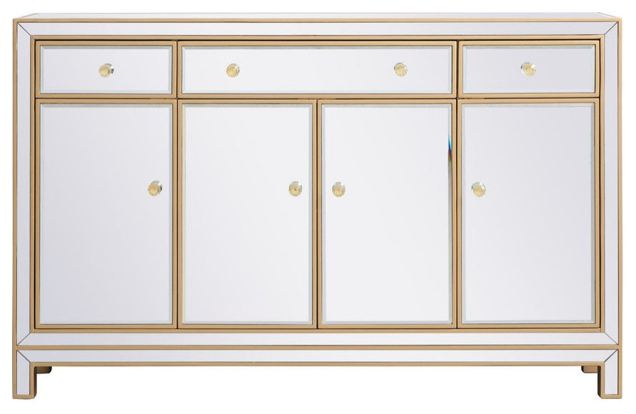 Elegant Decor MF72001G 56" Mirrored Credenza, Gold