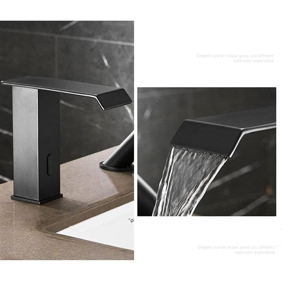 Automatic Touchless Sensor Bathroom Sink Faucets, Black Waterfall