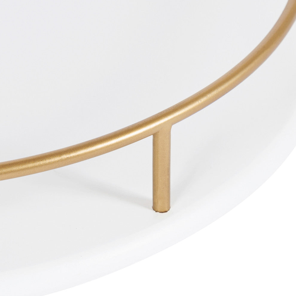 Camryn Semi Circle Shelf Set, White/Gold, 2 Piece