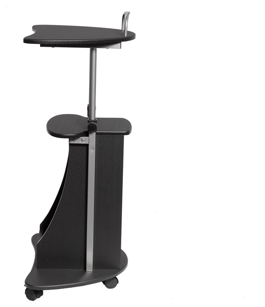 Rolling Adjustable Height Laptop Cart With Storage, Graphite