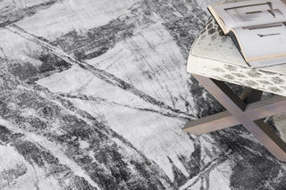 Kyoto Hand-loomed Wool/Bamboo Silk Silver/Black Area Rug, 10'x14'