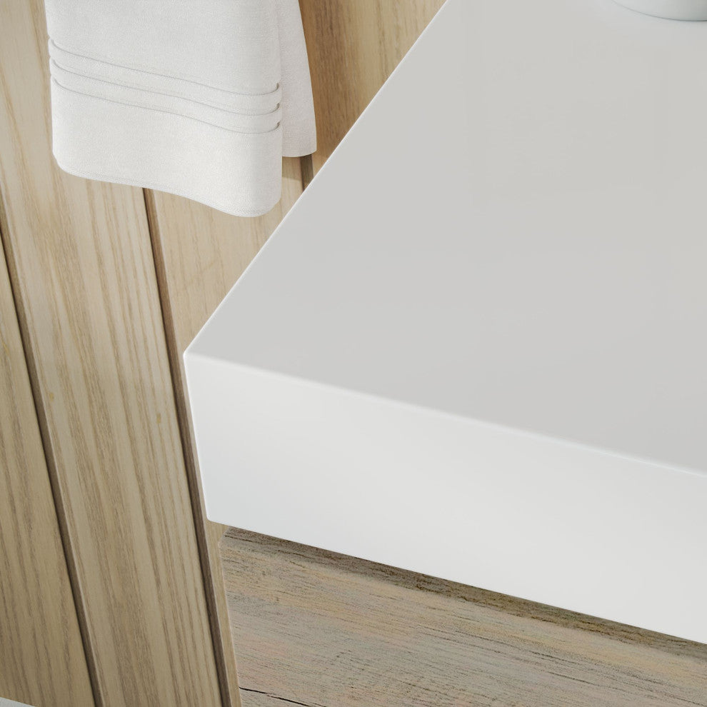Boutique Bath Vanity, Natural Wood, 40", Single Sink, Wall Mount
