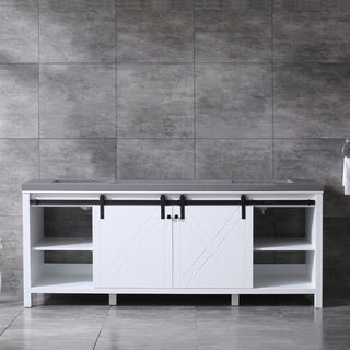 Marsyas 84" Double Vanity, White Square Sinks, No Mirror, White