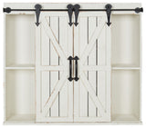 Cates Decorative Wood Storage Cabinet with Sliding Barn Doors, White 2 Doors