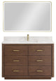 Porto Bath Vanity with White Quartz Stone Top, Dark Brown Oak, 48 in., With Mirror