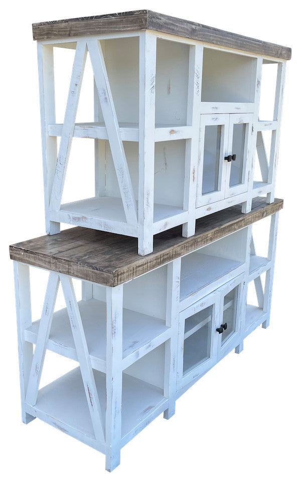 Media Console With Glass Doors, White, 64