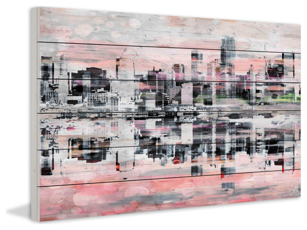 "Picturesque NYC" Print on White Wood, 36"x24"