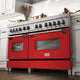 ZLINE 60" Dual Fuel Range, DuraSnow With Red Matte Door RAS-RM-60