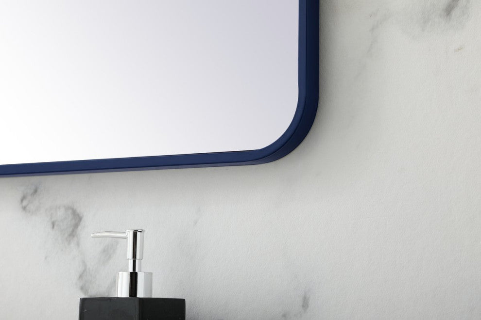 Elegant Decor MR802842BL Soft Corner Metal Rectangular Mirror, 28"x42", Blue