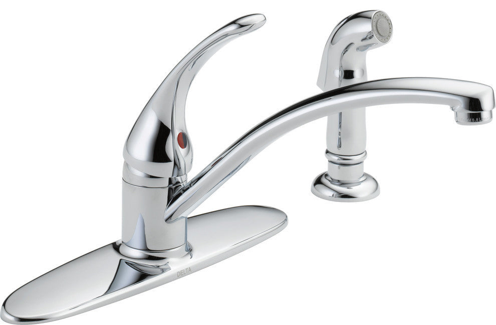 Delta Foundations Single Handle Kitchen Faucet With Spray, Chrome, B4410LF
