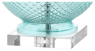 Estelle 26" Glass and Crystal Table Lamp, Aqua
