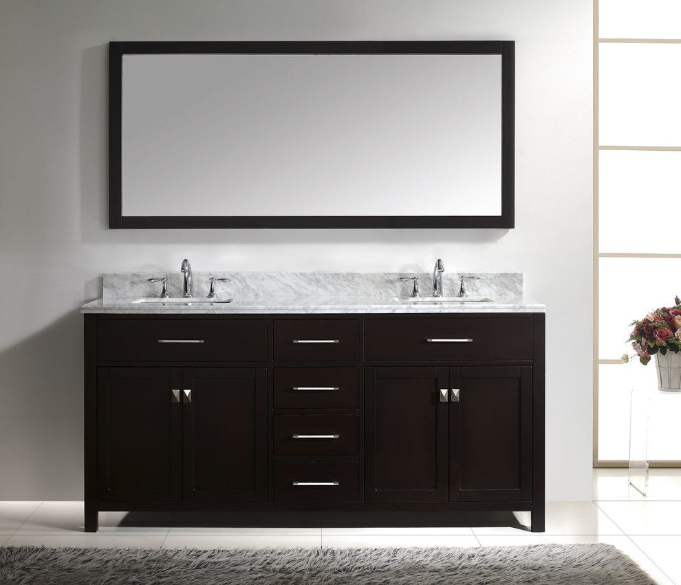 Caroline Parkway 72" Double Bathroom Vanity Set Gray, Marble Top