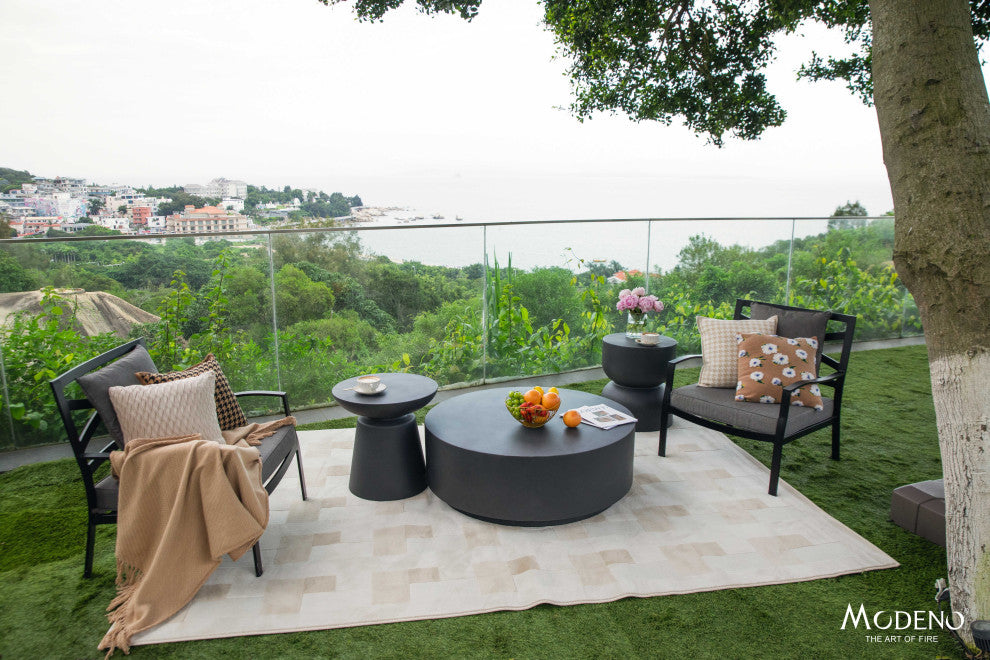 Rome 40" Round Concrete Coffee Table, Slate Black