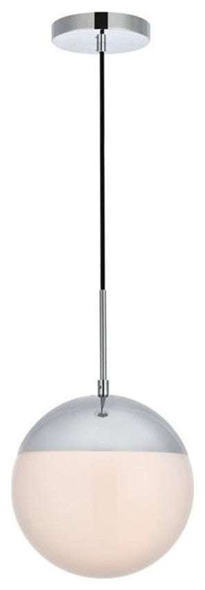 Living District Eclipse 1-Light Metal & Glass Pendant in Frosted White/Chrome