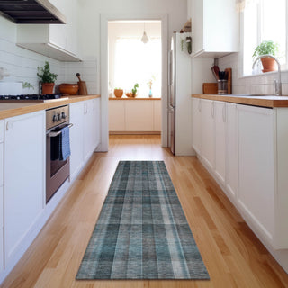Premium Machine Washable Mayfield AMF534 Teal 2'3" x 7'6" Runner Rug