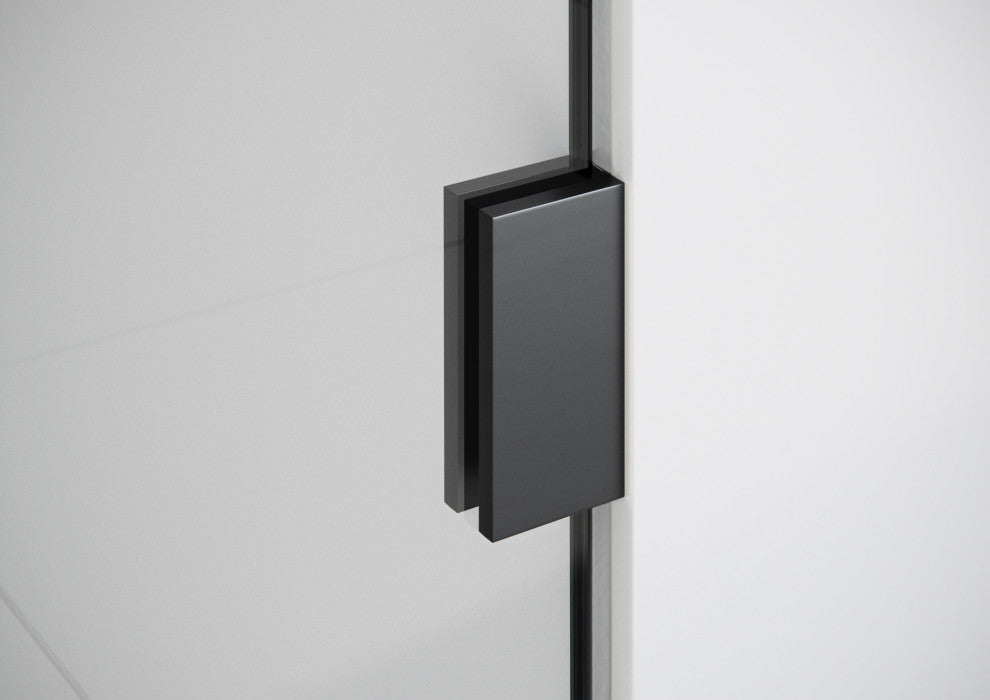 44"Wx78"H Frameless 3 Panel Inline Shower Door, Matte Black