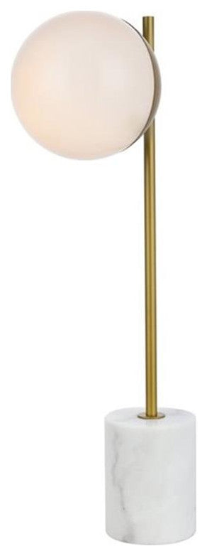 Living District Eclipse 1-Light Metal Table Lamp in Brass and Frosted White
