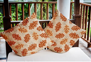 20" x 20" Retro Leaves Indoor/Outdoor Polyester Throw Pillow, Sienna
